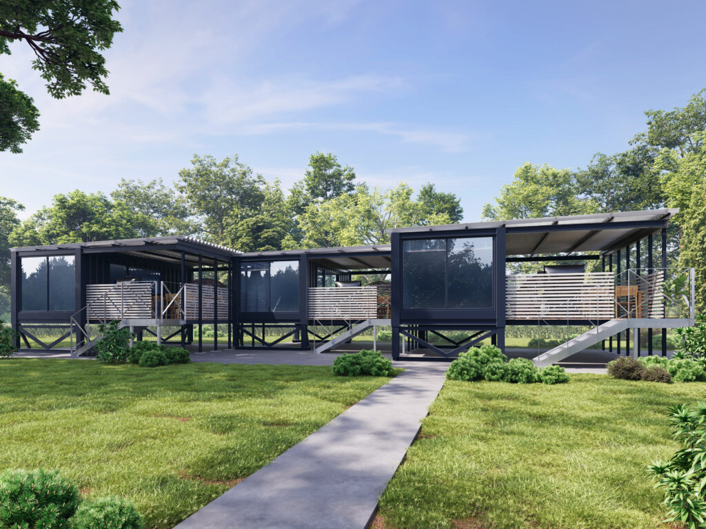 単体で成立するグランピングモデルコンテナは20FEET_LAYDOWNコンテナ