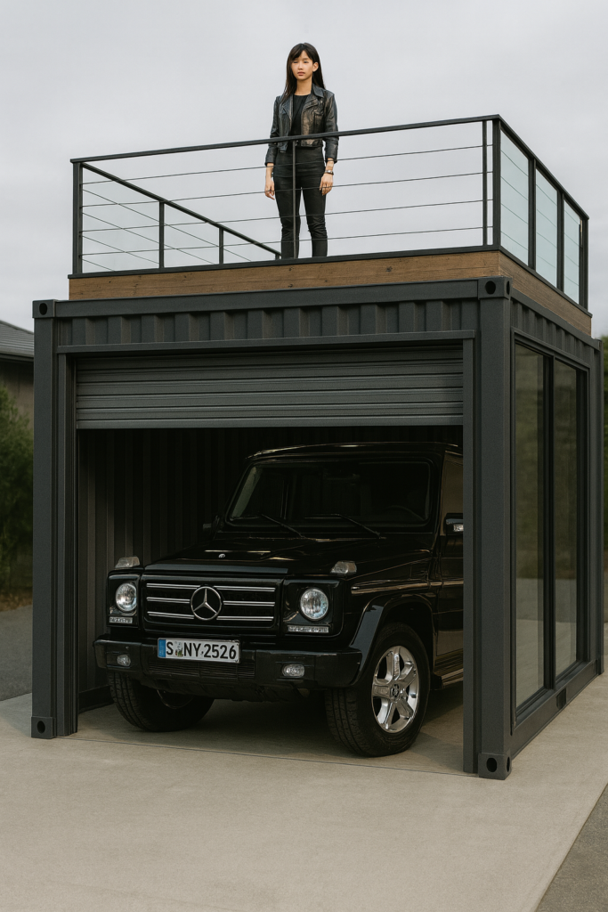 レイダウン型コンテナ。ベンツのG5_ゲレンデヴァーゲンも入ります。