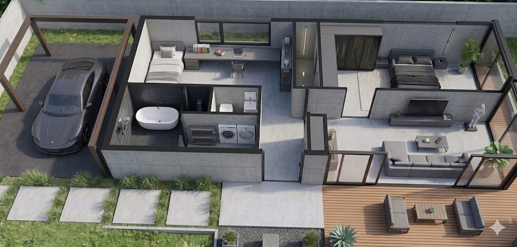 40FEETを2本使った2LDKのプラン例