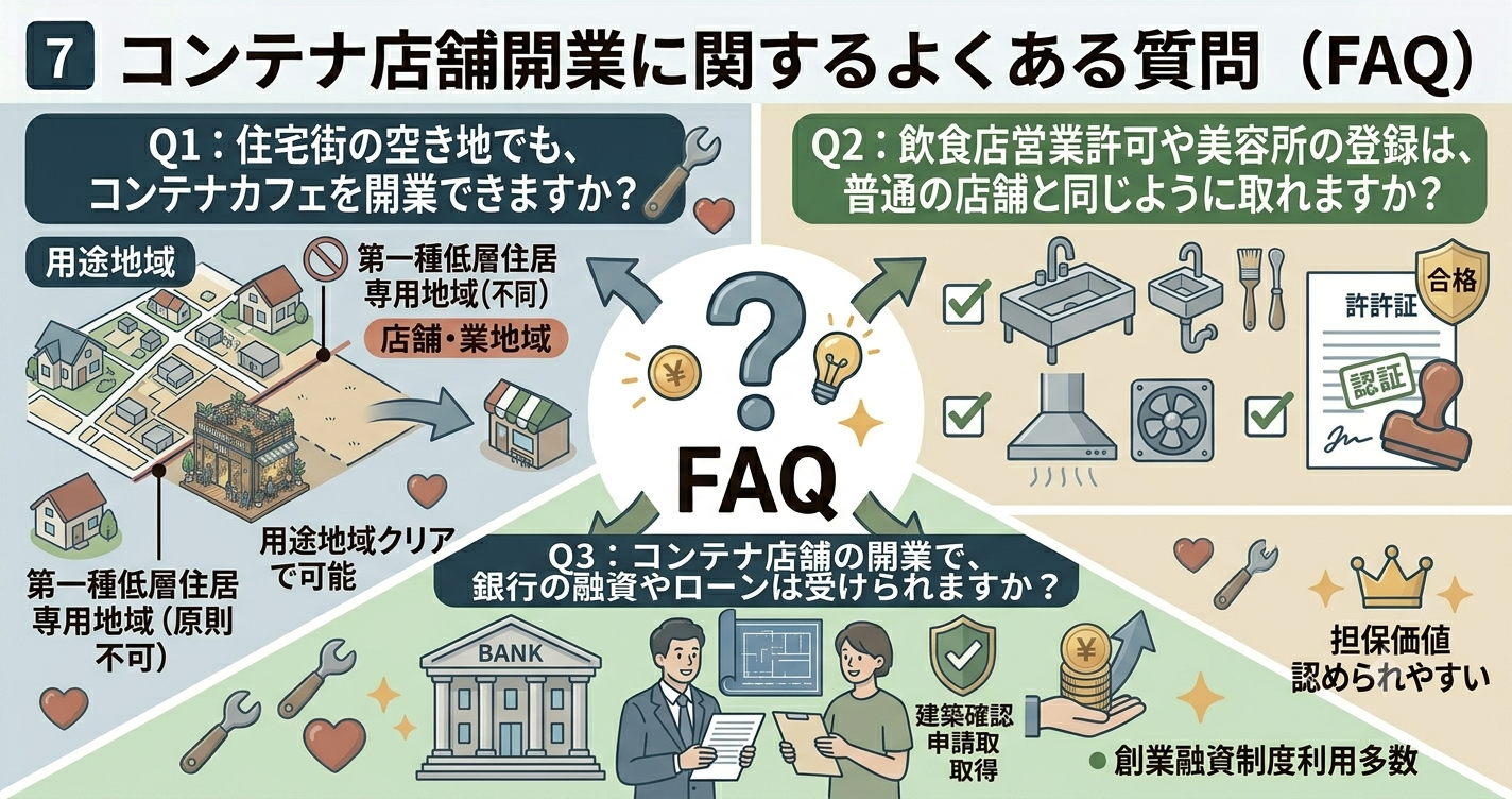 コンテナ店舗開業に関するFAQ